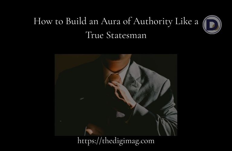 A composed man adjusting his necktie, symbolizing aura of authority