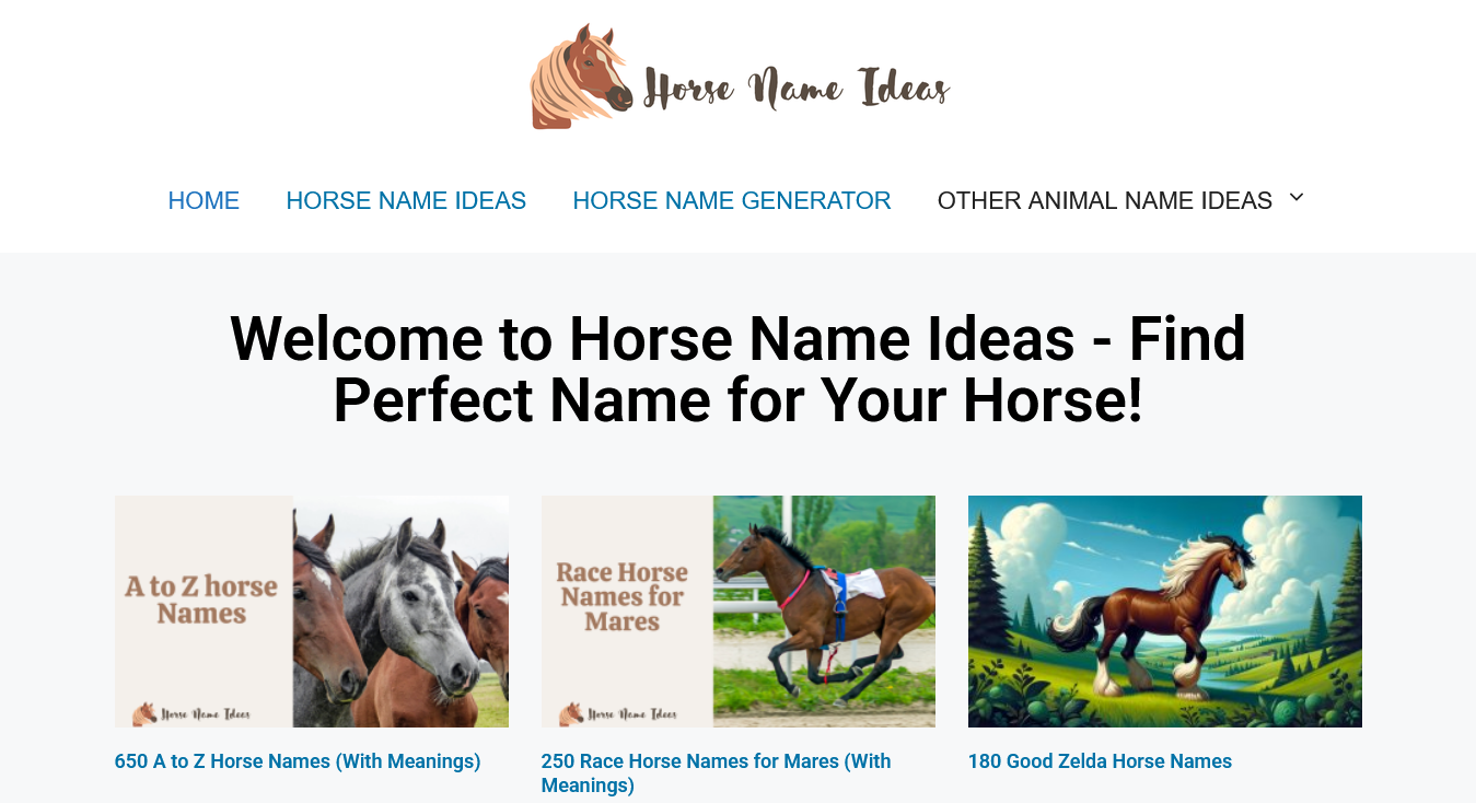Horse Name Ideas - Website Image