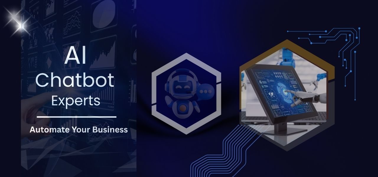AI Chatbot Experts – Automate Your Business with Intelligent Solutions AI Chatbot Experts banner showing robotic automation and digital interface