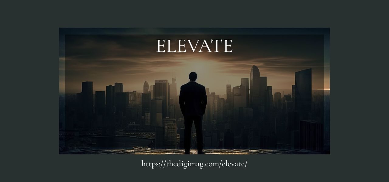 A man stands on a rooftop overlooking a glowing city skyline at sunrise, symbolizing ambition, growth, and self-mastery.